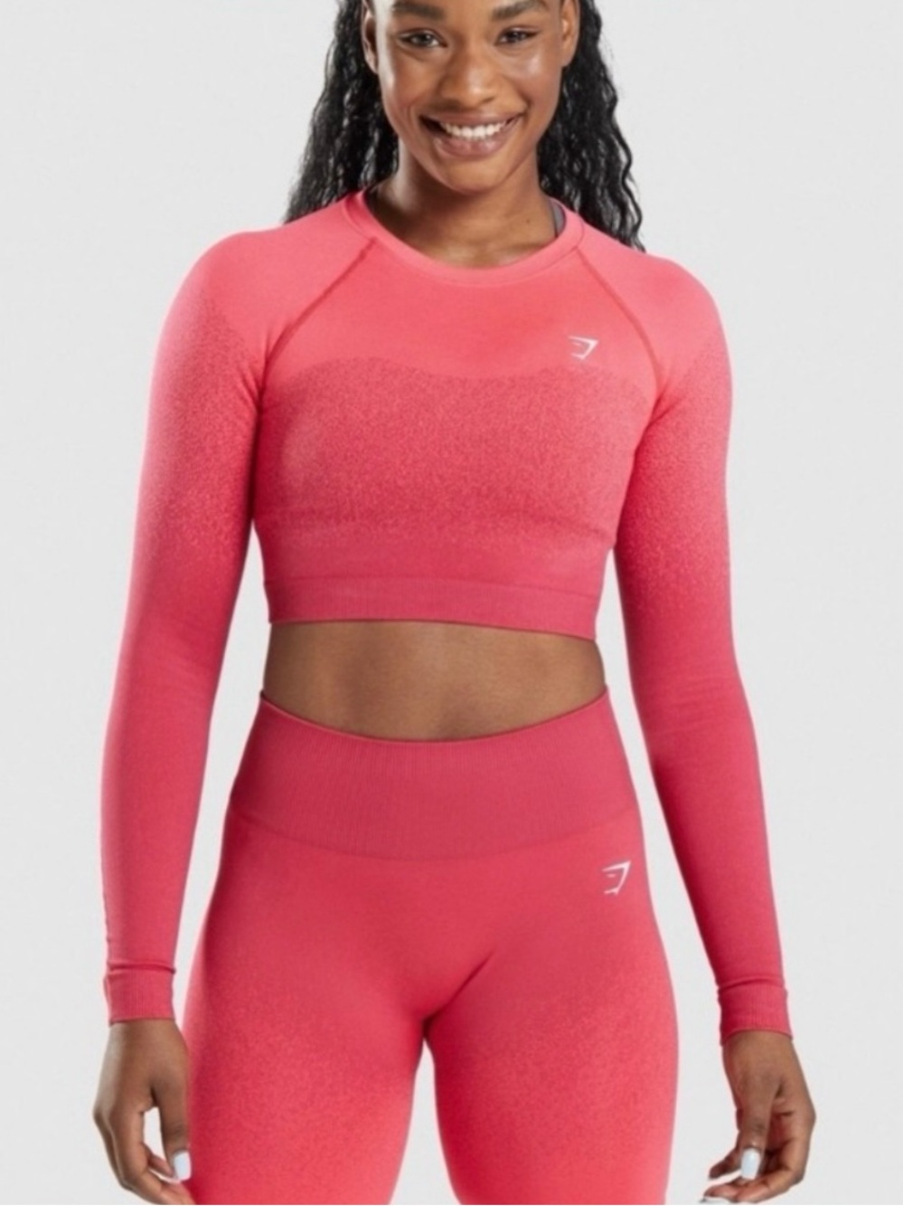 Gymshark Adapt Ombré Long Sleeve Hot Pink Top, Size Medium